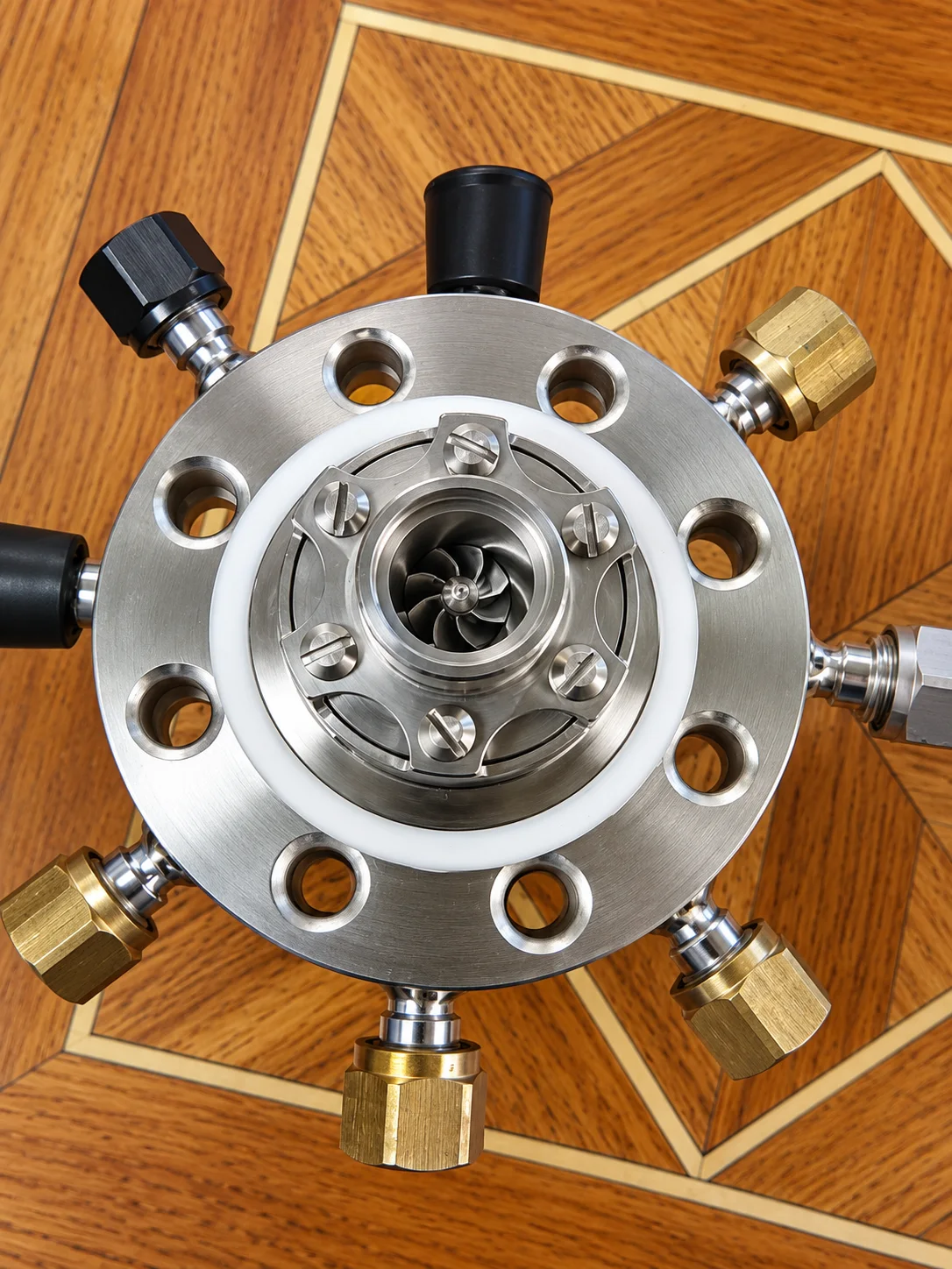 Helium turboexpander assembly viewed from the rotor side