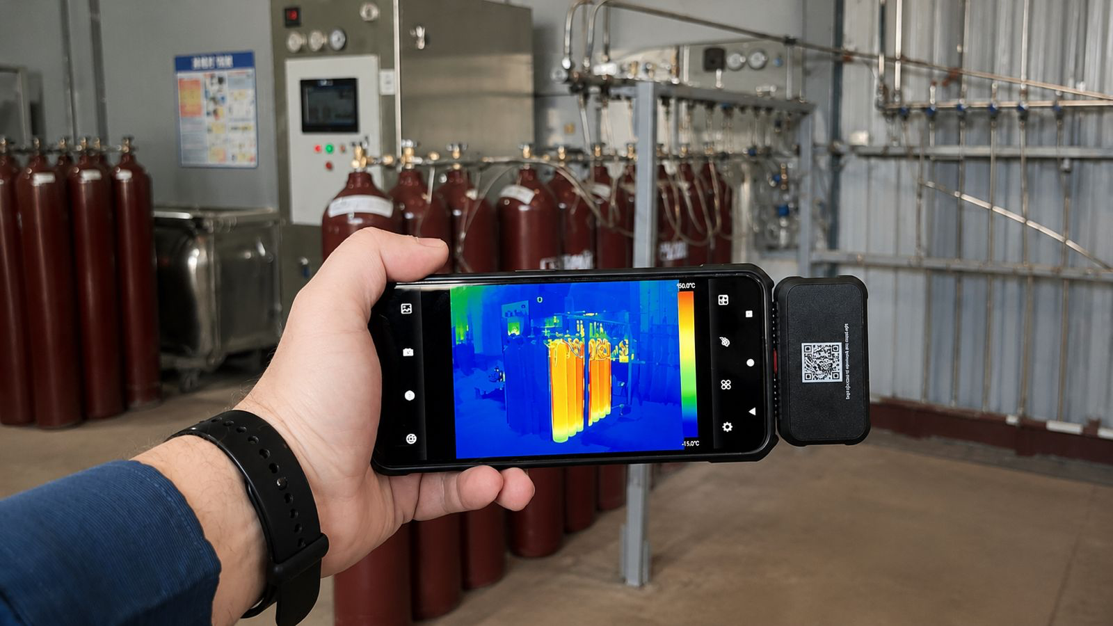 Thermal screening of cylinders and gas handling equipment