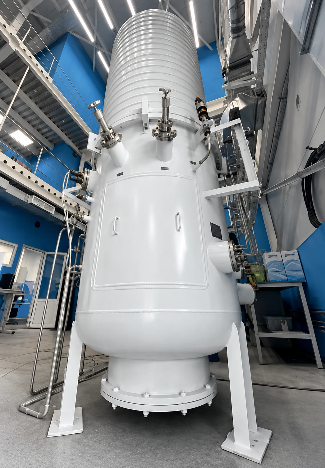 Vertical process vessel in a rare-gas production setting