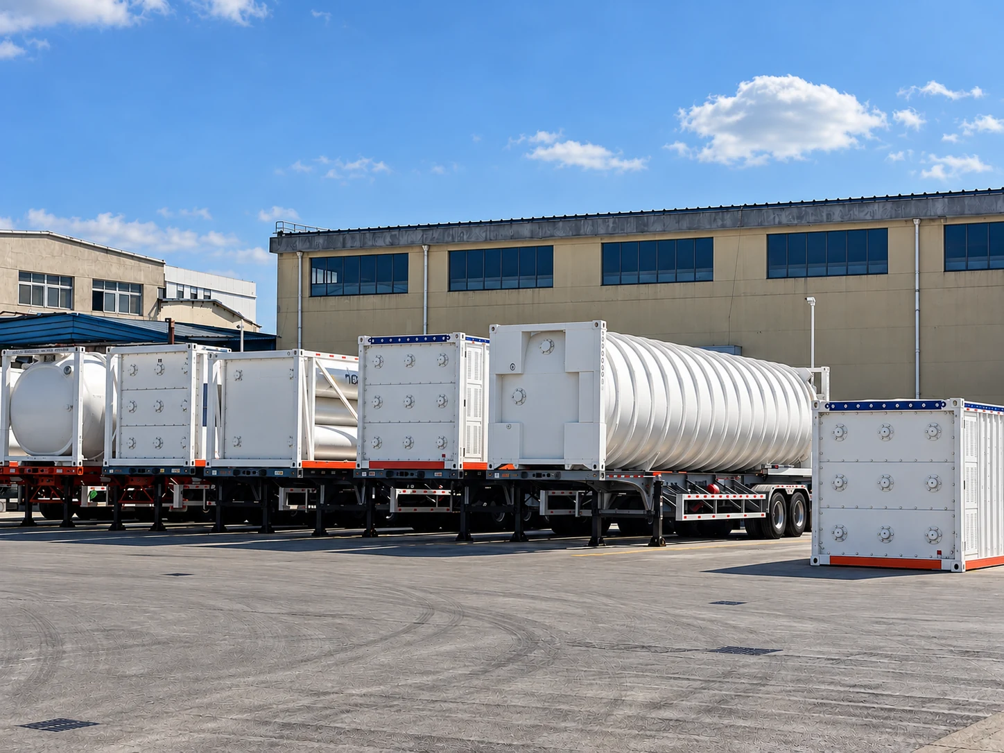 Gas transport containers at an industrial site