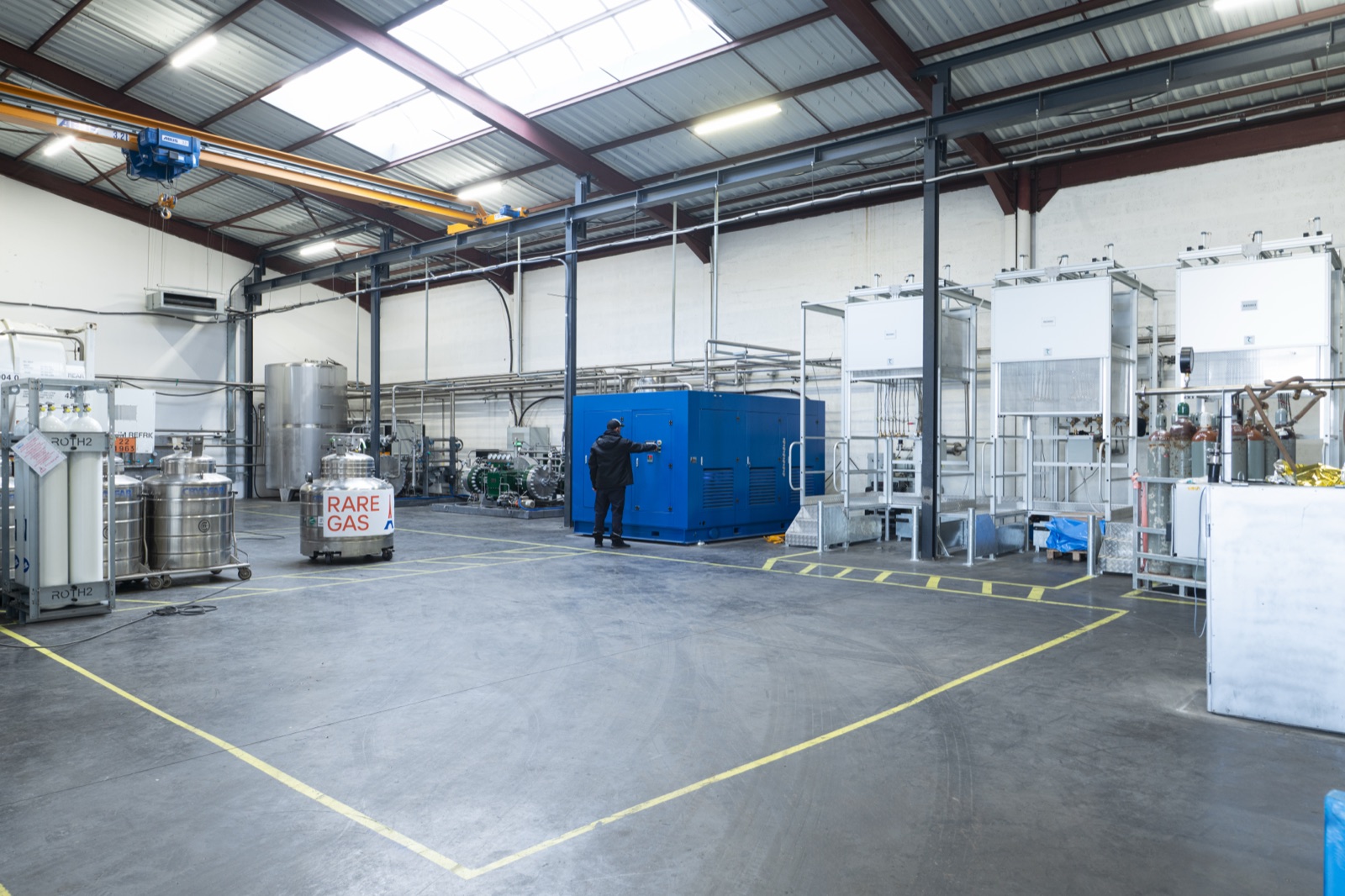 Industrial gas equipment installed in a clean facility