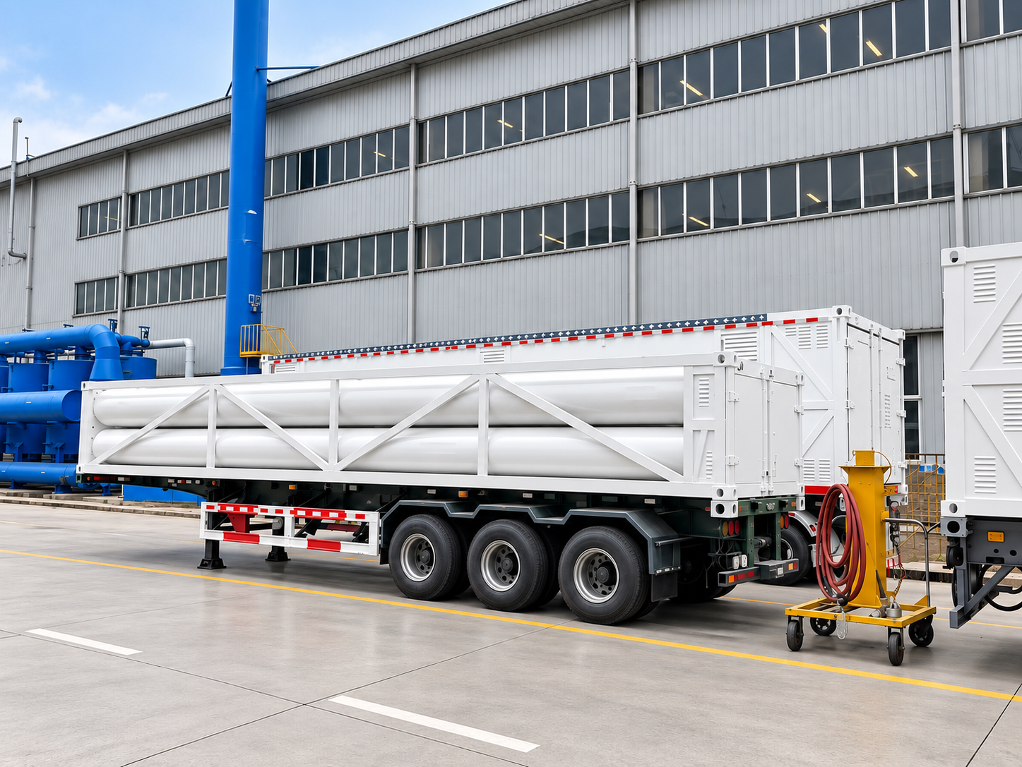 Mobile tube trailer at an industrial facility